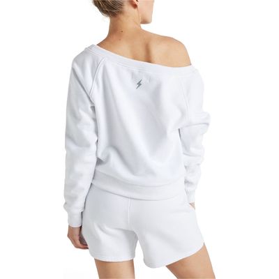 ELECTRIC YOGA Off Shoulder Sweatshirt in White 