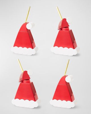 Electroplated Santa Hat Sippers, Set of 4