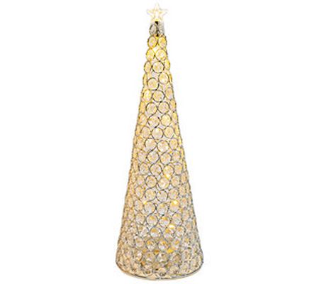 Elegant Gold Lighted Jewel Cone Christmas Tree by Gerson Co