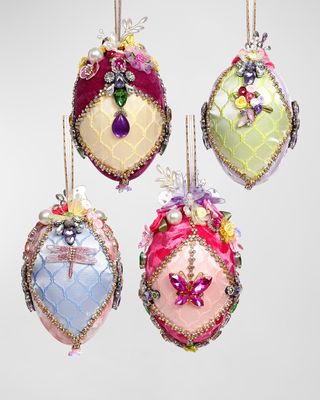 Elegant Jeweled Egg Ornaments, Set of 4
