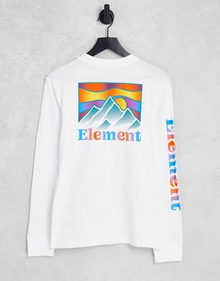 Element Kass long sleeve top in white with graphic back print