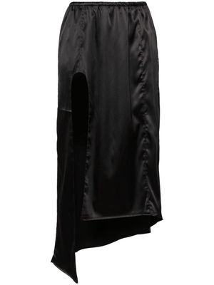 Elena Velez asymmetric satin slip skirt - Black