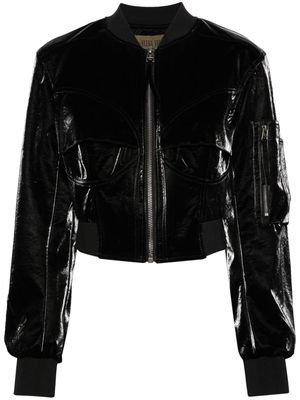 Elena Velez Bustier cropped bomber jacket - Black