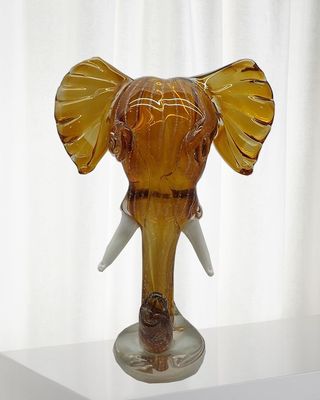 Elephant Art Glass Sculpture