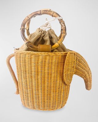 Elephant Basket Top-Handle Bag