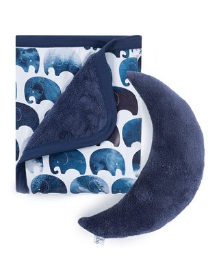Elephant Jersey Cuddle Blanket and Moon Pillow