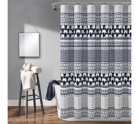 Elephant Stripe 72"x72" Shower Curtain by Lush Decor