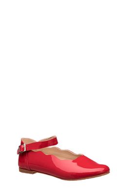 Elephantito Kids' Ordina Metallic Ballet Flat in Patent Red 