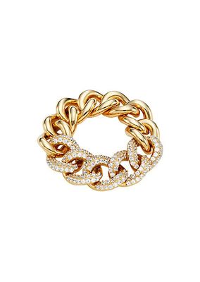 Elevate 18K-Gold-Plated Cubic Zirconia Pavé Curb Chain Ring