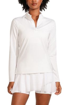 EleVen by Venus Williams Legacy Quarter Zip Long Sleeve Top in White