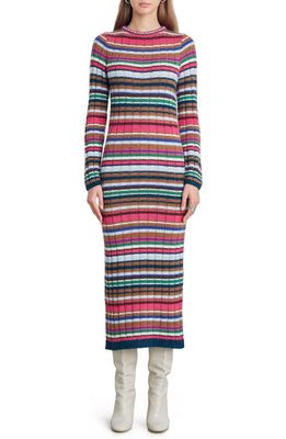Eleven Six Caroline Stripe Long Sleeve Alpaca Blend Sweater Dress in Multi Color Stripe
