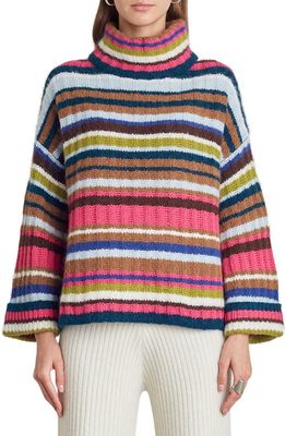 Eleven Six Esme Stripe Turtleneck Baby Alpaca Blend Sweater in Multi Color Stripe