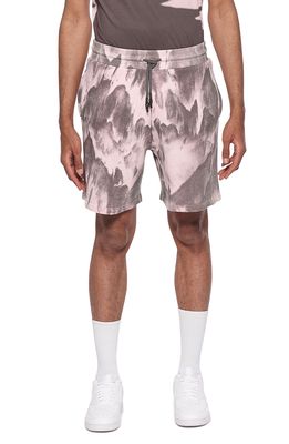 elevenparis Marble Tie Dye Cotton Shorts in Light Lilac Marble