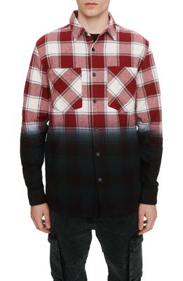 elevenparis Regular Fit Ombre Plaid Button-Up Shirt in Rhubarb Plaid