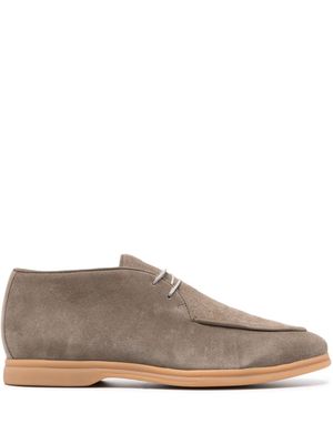 Eleventy almond-toe suede derby shoes - Grey