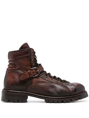Eleventy ankle lace-up leather boots - Brown