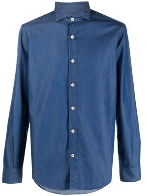Eleventy arrow-embossed button long-sleeve shirt - Blue