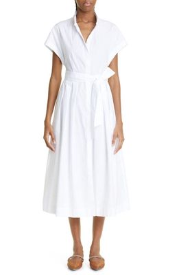 Eleventy Belted Cotton Poplin Shirtdress in 01- White