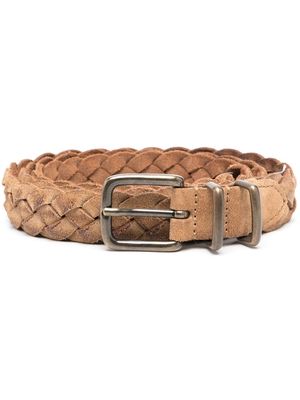 Eleventy braided calf leather belt - Neutrals