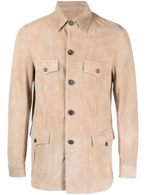 Eleventy button-down fastening leather jacket - Neutrals