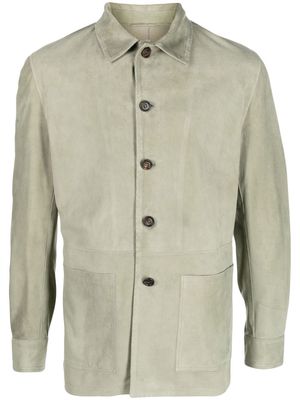 Eleventy button-up leather jacket - Green