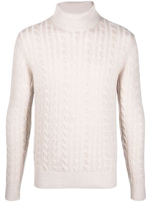 Eleventy cable-knit cashmere roll neck sweater - Neutrals