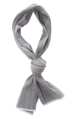 Eleventy Cable Knit Cashmere Scarf in Light Grey-Ivory