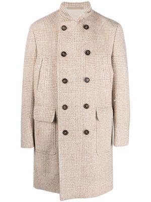 Eleventy checked double-breasted coat - Neutrals