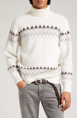 Eleventy Chevron Stripe Jacquard Sweater in White-Sand-Light Grey