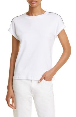 Eleventy Contrast Piping Short Sleeve T-Shirt in Bianco Fumo