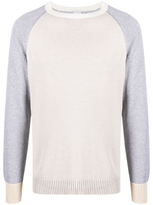 Eleventy contrast-sleeve cotton sweatshirt - Neutrals