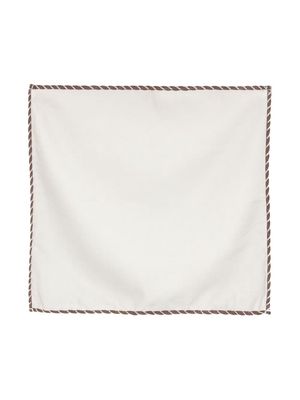 Eleventy contrasting-border cotton-wool scarf - 00-05IVORY AND BROWN