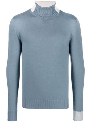 Eleventy contrasting-cuff wool sweater - Blue