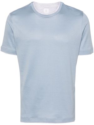Eleventy contrasting-trim cotton T-shirt - Blue