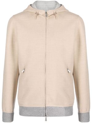 Eleventy contrasting-trim wool hooded jacket - Neutrals