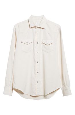 Eleventy Cotton Corduroy Western Shirt in White