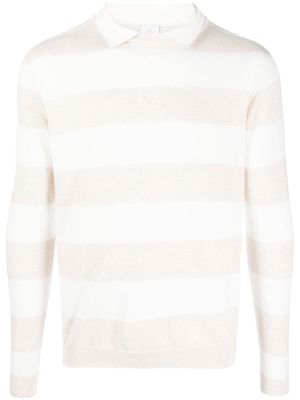 Eleventy crew-neck striped sweater - White