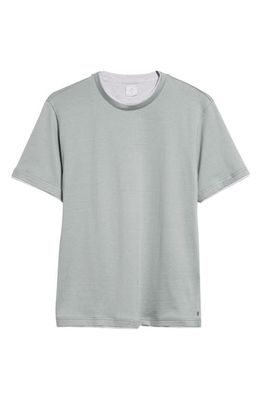 Eleventy Crewneck Giza Egyptian Cotton T-Shirt in Sage And Light Gray