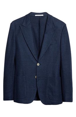 Eleventy Deconstructed Linen & Cotton Jersey Sport Coat in Blue