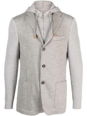 Eleventy detachable-hood esingle-breasted blazer - Grey