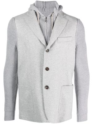 Eleventy detachable-hood layered blazer - Grey