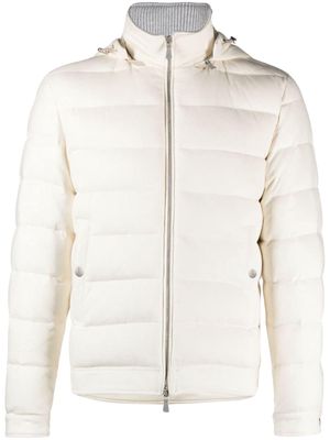 Eleventy detachable-hood puffer jacket - White