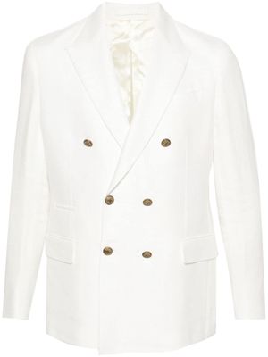 Eleventy double-breasted linen blazer - White