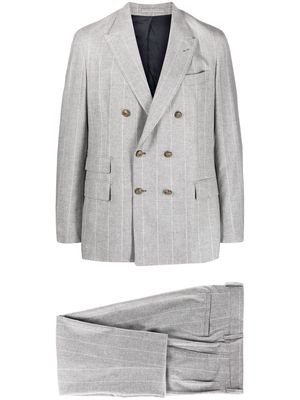 Eleventy double-breasted striped suit - Grey