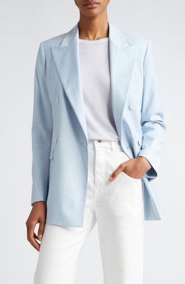 Eleventy Double Breasted Virgin Wool Blend Blazer in Baby Blue