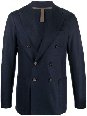 Eleventy double-breasted wool-blend blazer - Blue