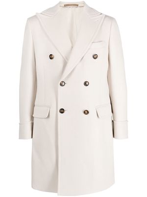Eleventy double-breasted woollen coat - Neutrals