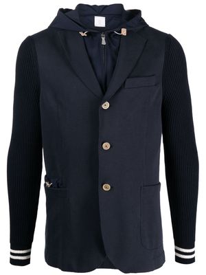 Eleventy double-layer hooded blazer - Blue