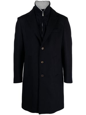 Eleventy double-layer long-length single-breasted coat - Blue