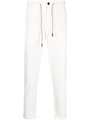 Eleventy drawstring cotton-blend tapered trousers - White